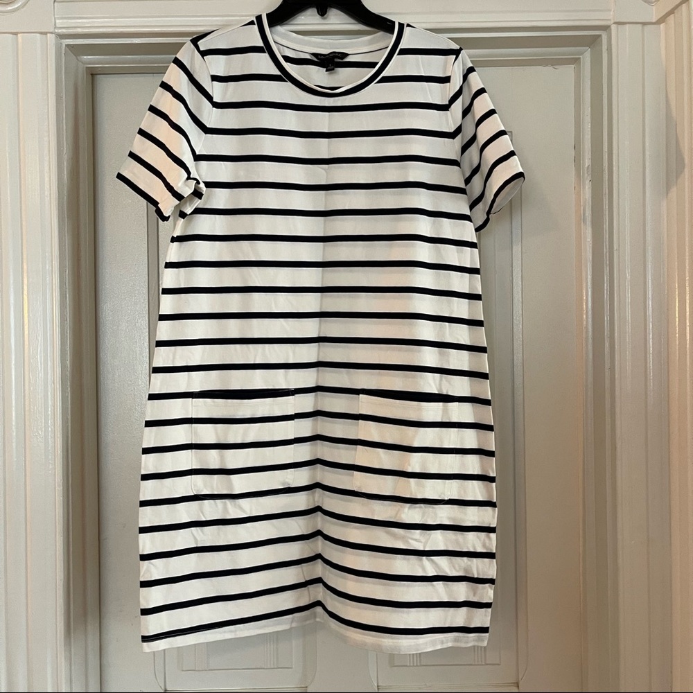 Banana Republic Blue Striped T-Shirt Dress